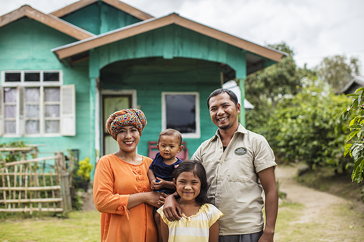 Coffee farmer and his family